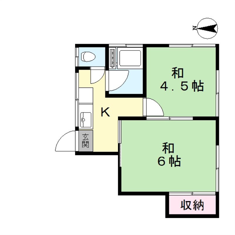 住良荘 ２Ｋ。角部屋で明るいです。
