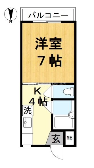ハイム北綾瀬 洋室7帖、Ｋ4帖。